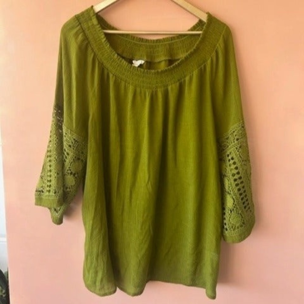 Green Boho Blouse